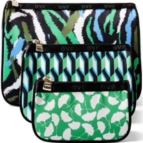 NWT DVF Diane Von Furstenberg Target collab 3 piece travel pouch set black - Picture 1 of 7